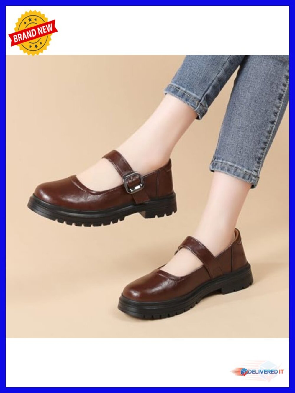 Women Mary Jane Oxford Platform Shoes - Classic Casual Buckle Strap, Non-Slip, - Picture 5 of 6
